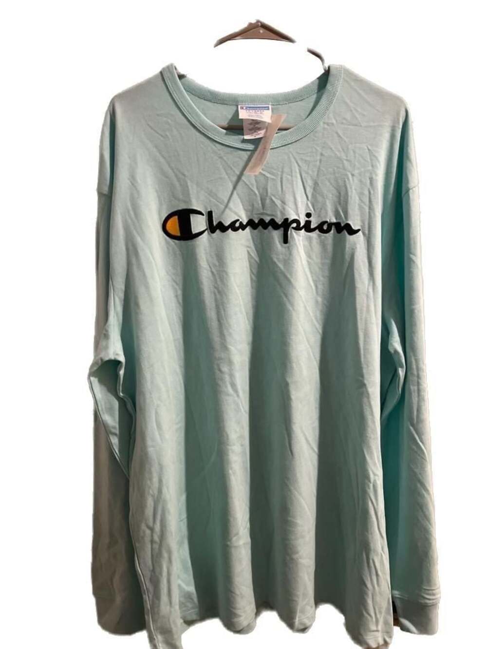 Champion Heritage Script Logo Long-Sleeve T-Shirt in Waterfall Green